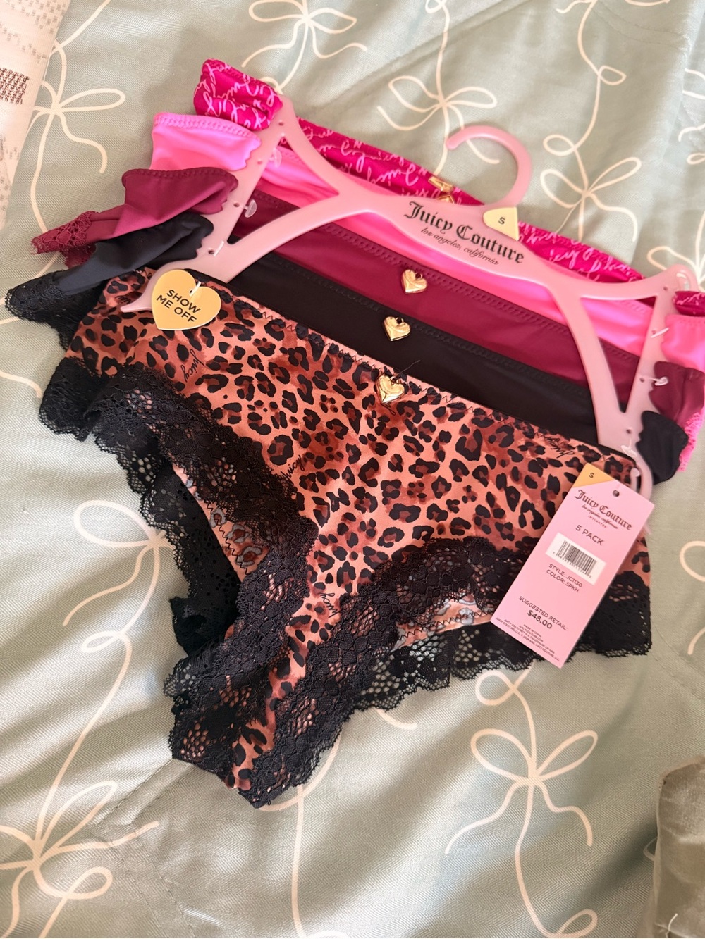 Juicy Couture 5-Pack Bikini Panties in Hot Pink, Magenta & Leopard